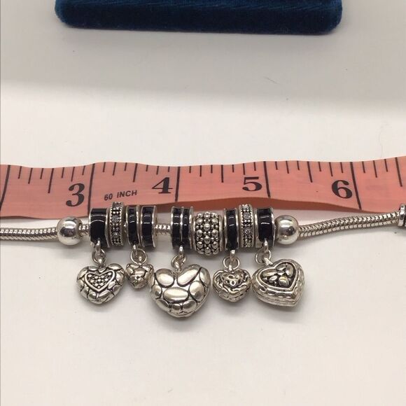 Silver Toned Heart Charm Bracelet - Picture 4 of 5
